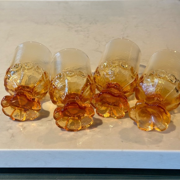 Vintage MCM  Set of 4 Franciscan Madeira by Tiffen Pumpkin Goblets 5.5" - Picture 2 of 10